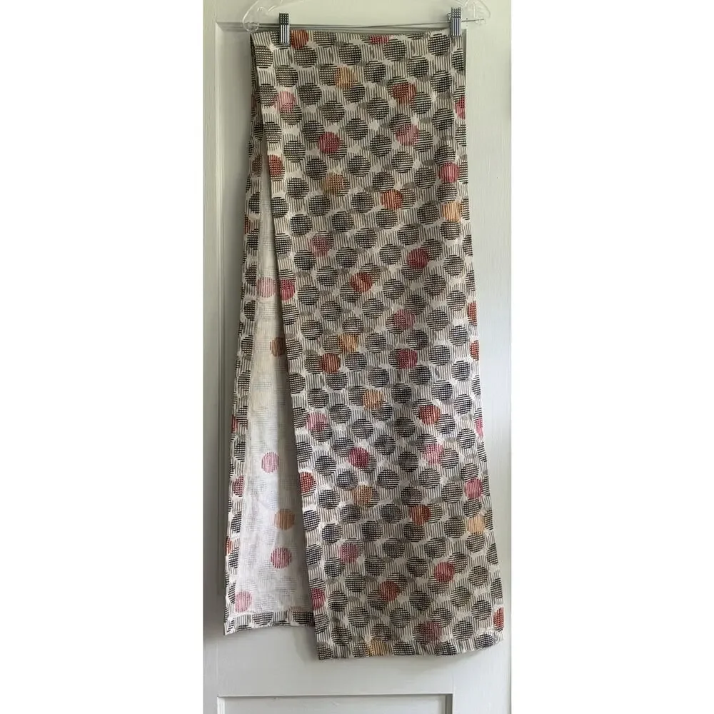 Crate & Barrel Orazi Table Runner 14x90 Cotton Geometric Embroidered Decor